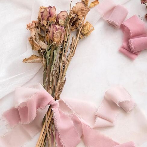 1" x 27 Yd Chiffon Silk Ribbon for Gift Wrapping Wedding Invitations Bridal Flower Bouquets, Mixed Color Handmade Fringe Fabric Ribbons Set 3 Yards x 9 Rolls in Saudi Arabia