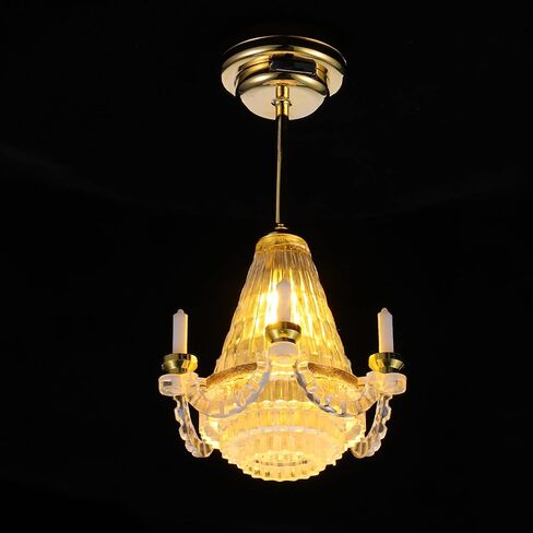jojofuny Dollhouse Chandelier - 1:12 Scale Led Miniature Chandelier, Miniature Elegant Ceiling Lamp for Dollhouse Decoration in Saudi Arabia