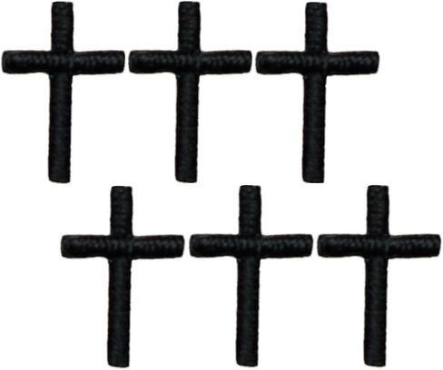 رقعة صغيرة مزخرفة بالحديد على شكل صليب، أسود، يسوع، شارة مسيحية 1/2 بوصة (6 عبوات) - للقبعات والقمصان والأحذية والجينز والقبعات والسترات in Kuwait