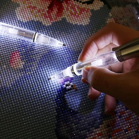 2 Pcs LED DIY Diamond Picture Pen with Light, Illumination Diamond Picture Art Drill Pen, Art Lighted Pen Applicator, Drill Bead Pen Diamond Picture Tools Pen, Mosaic Making Accessories in Saudi Arabia