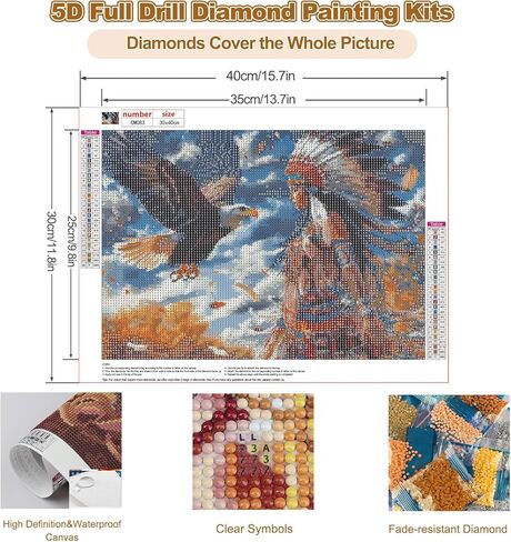 CEOVR Native American Woman Diamond Art Kits for Adults, Eagle Diamond Painting Dots 5D DIY Full Drill Gem Art, Adult Beginner Crafts Kits, Wall Decor for Home Office 16x12in in Saudi Arabia