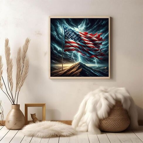 kthofcy 5d diy العلم الأمريكي ترفرف مجموعات الطلاء الماس للبالغين، علم الولايات المتحدة الأمريكية الحفر الكامل التطريز عبر غرزة الكريستال حجر الراين لوحات الفنون جدار ديكور اللوحة النقاط مجموعات 11.8 × 11.8 بوصة in Kuwait