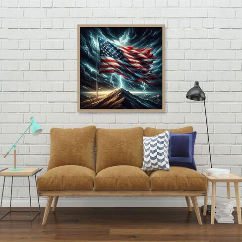 kthofcy 5d diy العلم الأمريكي ترفرف مجموعات الطلاء الماس للبالغين، علم الولايات المتحدة الأمريكية الحفر الكامل التطريز عبر غرزة الكريستال حجر الراين لوحات الفنون جدار ديكور اللوحة النقاط مجموعات 11.8 × 11.8 بوصة in Kuwait