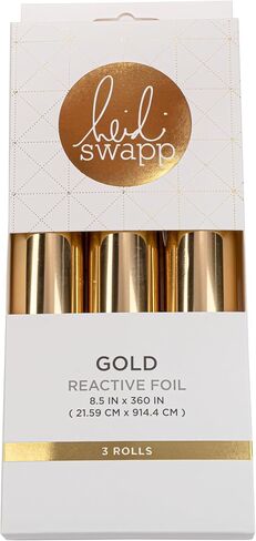 مجموعة Heidi Swapp Premium Toner-Reactive Foil 3-Roll - 216 مم × 3 متر لكل منها - متوافقة مع طابعات الليزر وأداة تطبيق رقائق MINC، رقائق معدنية معدنية باللون الذهبي in Saudi Arabia