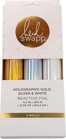 مجموعة Heidi Swapp Premium Toner-Reactive Foil 3-Roll - 216 مم × 3 متر لكل منها - متوافقة مع طابعات الليزر وأداة تطبيق رقائق MINC، رقائق معدنية معدنية باللون الذهبي in Kuwait