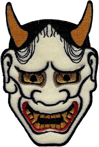 Japanese Hannya Mask Iron-On Patch Evil Tattoo Embroidered NOH Kabuki Design in Saudi Arabia