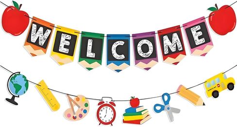 Welcome Back to School Banner Set Classroom Decor First Day Back to School Kindergarten Classroom Office Banner Welcome Sign School Supplies in Saudi Arabia