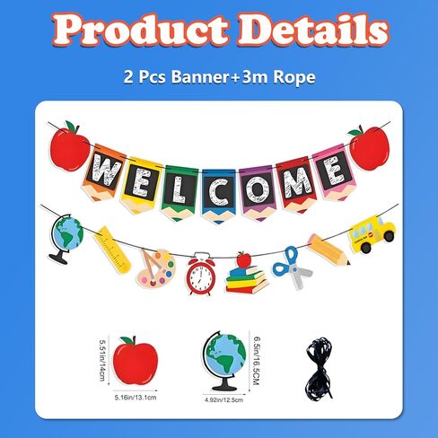 Welcome Back to School Banner Set Classroom Decor First Day Back to School Kindergarten Classroom Office Banner Welcome Sign School Supplies in Saudi Arabia