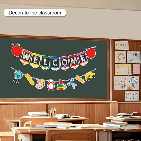 Welcome Back to School Banner Set Classroom Decor First Day Back to School Kindergarten Classroom Office Banner Welcome Sign School Supplies in Saudi Arabia