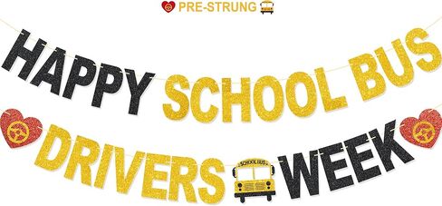 Happy School Bus Driver Week Banner - NO DIY School Bus Drivers Week Decorations For Party Supplies Glitter Bus Driver Appreciation Gifts in Kuwait