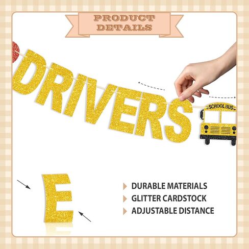 Happy School Bus Driver Week Banner - NO DIY School Bus Drivers Week Decorations For Party Supplies Glitter Bus Driver Appreciation Gifts in Kuwait