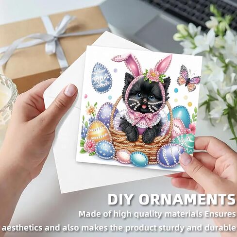 C'eitura 12pcs DIY Easter Dog Cat Diamond Art Painting Greeting Cards with Envelopes, Handmade DIY Card Kits for Birthday, New Year, Holiday Party, Daily Wishes, All Occasion Greeting Cards in Saudi Arabia