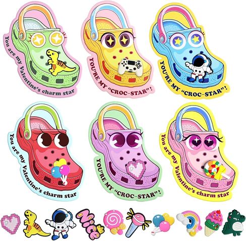 Valentines Day Cards for Kids School Classroom,30 Pack Valentines Day Gifts for Kids with Shoe Charms Bulk, Valentine Party Favor School Exchange Gifts in Saudi Arabia