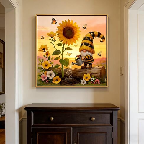 DIYDECORFUN Gnome with Sunflowers Diamond Art Kits for Adults, Cute Gnome Diamond Painting Kit for Beginners.DIY 5D Full Round Drill Floral Diamond Dots Gem Art Crafts for Home Decor 13.78X13.78 Inch in Kuwait