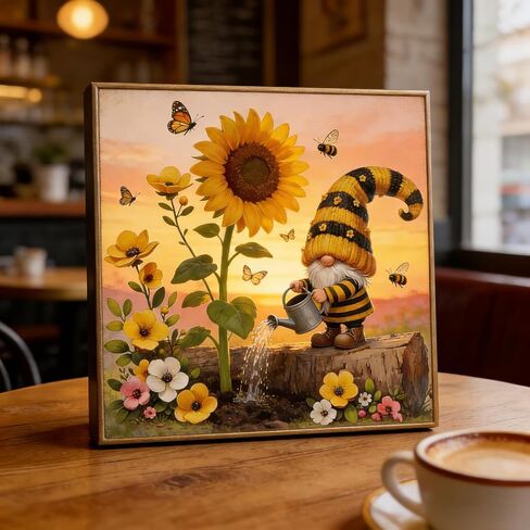 DIYDECORFUN Gnome with Sunflowers Diamond Art Kits for Adults, Cute Gnome Diamond Painting Kit for Beginners.DIY 5D Full Round Drill Floral Diamond Dots Gem Art Crafts for Home Decor 13.78X13.78 Inch in Kuwait