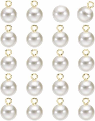 HARFINGTON 20 قطعة من أزرار اللؤلؤ الصناعي المستديرة 12 مم 1/2 بوصة أزرار خياطة معدنية ذهبية بديلة DIY زر صغير لخياطة ملابس الزفاف وفستان الزفاف DIY الحرف اليدوية، بيج ذهبي in Kuwait