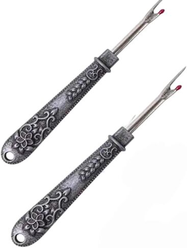 2Pcs Antique Vintage Seam Ripper, Vintage Thread Remover Tool, Metal Thread Ripper Unpicker, Multi-Purpose Sewing Seam Cutter for Removing Sewing Thread (Antique Silver) in Saudi Arabia