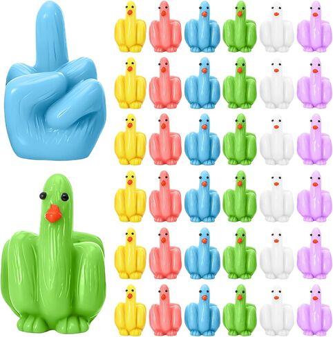 60 Pcs Middle Finger Duck Mini Ducks Funny Tiny Ducks to Hide Fun Fingers Mini Resin Duck Miniature Figurines for Hiding and Seek Prank Garden Landscape Party Favors Patio Lawn Dashboard in Saudi Arabia