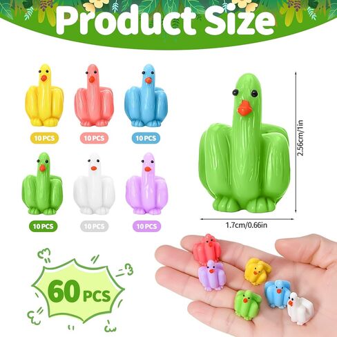 60 Pcs Middle Finger Duck Mini Ducks Funny Tiny Ducks to Hide Fun Fingers Mini Resin Duck Miniature Figurines for Hiding and Seek Prank Garden Landscape Party Favors Patio Lawn Dashboard in Saudi Arabia