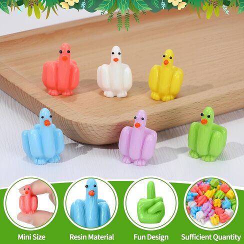 60 Pcs Middle Finger Duck Mini Ducks Funny Tiny Ducks to Hide Fun Fingers Mini Resin Duck Miniature Figurines for Hiding and Seek Prank Garden Landscape Party Favors Patio Lawn Dashboard in Saudi Arabia