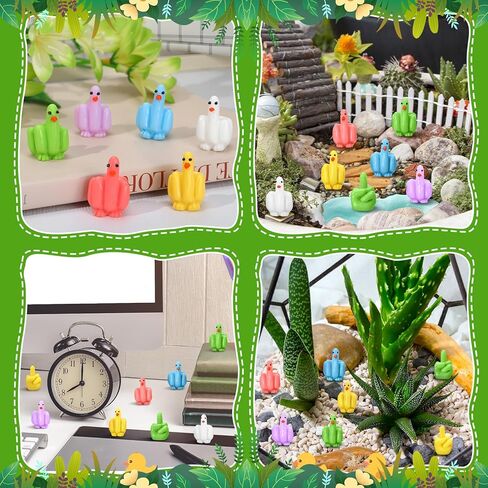 60 Pcs Middle Finger Duck Mini Ducks Funny Tiny Ducks to Hide Fun Fingers Mini Resin Duck Miniature Figurines for Hiding and Seek Prank Garden Landscape Party Favors Patio Lawn Dashboard in Saudi Arabia