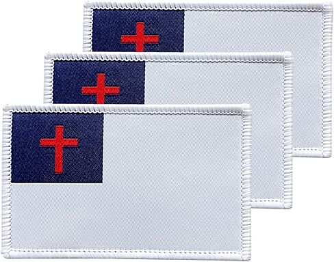 3Pcs Christian Flag Patch 2x3 Inch, Hook Loop Tactical Embroidered Armband Christian Flag Patches for Backpack Hat Vest Jacket. in Saudi Arabia