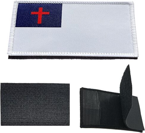 3Pcs Christian Flag Patch 2x3 Inch, Hook Loop Tactical Embroidered Armband Christian Flag Patches for Backpack Hat Vest Jacket. in Saudi Arabia