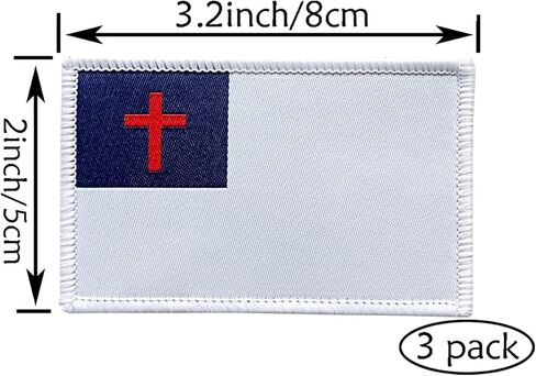 3Pcs Christian Flag Patch 2x3 Inch, Hook Loop Tactical Embroidered Armband Christian Flag Patches for Backpack Hat Vest Jacket. in Saudi Arabia