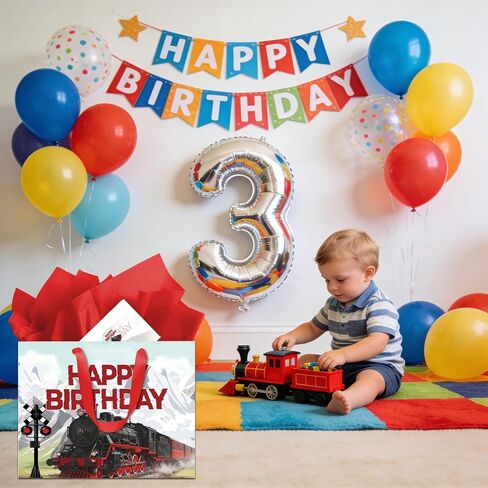 Allparty Train Birthday Gift Bag Vintage Steam Train Gift Bag with Wrapping Paper Card Sticker Envelope Retro Trains Party Favors Decorations Gifts Presents for Trains Themed Birthday Baby Shower in Saudi Arabia