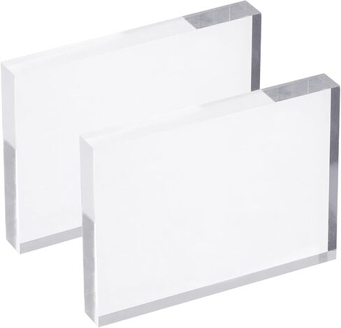 Acrylic Stamp Block, 2 Pack Clear Stamping Blocks with Grid Lines Decorative Mounting Blocks Set Rectangle for Scrapbooking DIY Crafts Card Making in Saudi Arabia