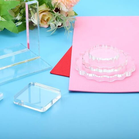 Acrylic Stamp Block, 2 Pack Clear Stamping Blocks with Grid Lines Decorative Mounting Blocks Set Rectangle for Scrapbooking DIY Crafts Card Making in Saudi Arabia