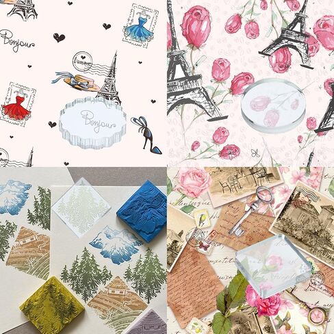 Acrylic Stamp Block, 2 Pack Clear Stamping Blocks with Grid Lines Decorative Mounting Blocks Set Rectangle for Scrapbooking DIY Crafts Card Making in Saudi Arabia