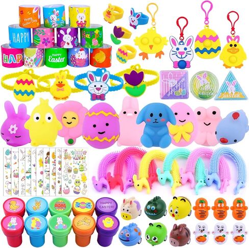 XIMISHOP 73PCS Easter Party Favors Assortment Bulk, Easter Egg Fillers Basket Stuffers Classroom Exchange Gift Prize for kids girls, Easter Pinata Filler Goodie Bags in Saudi Arabia