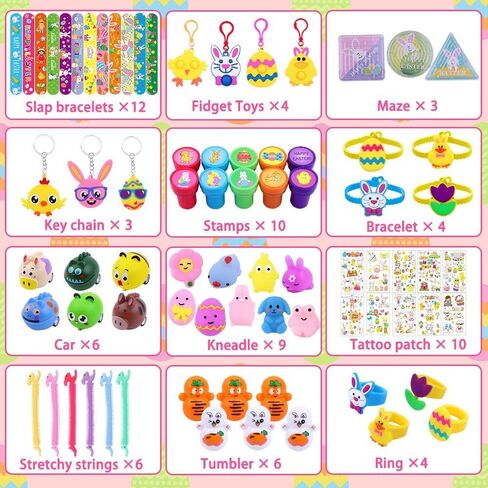 XIMISHOP 73PCS Easter Party Favors Assortment Bulk, Easter Egg Fillers Basket Stuffers Classroom Exchange Gift Prize for kids girls, Easter Pinata Filler Goodie Bags in Saudi Arabia