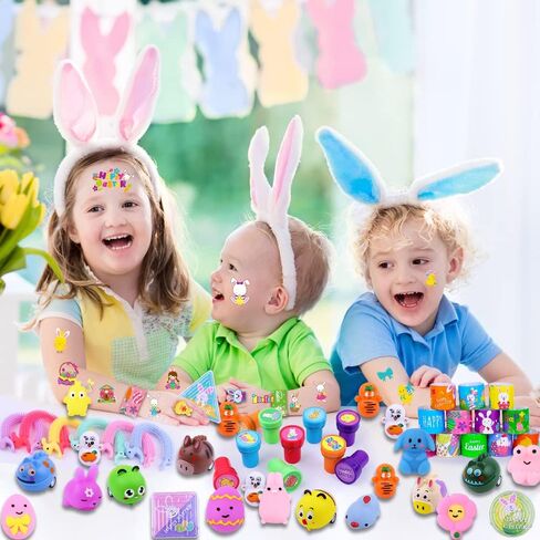 XIMISHOP 73PCS Easter Party Favors Assortment Bulk, Easter Egg Fillers Basket Stuffers Classroom Exchange Gift Prize for kids girls, Easter Pinata Filler Goodie Bags in Saudi Arabia
