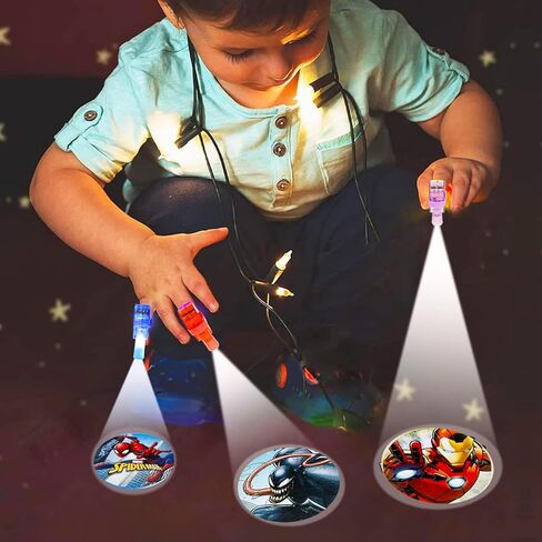 مجموعة هدايا الحفلات من Marvel Finger Projector Lights - حزمة مع 8 مصابيح أصابع تتميز بملصقات Avengers وSpiderman Plus، المزيد | لوازم حفلات المنتقمون لحقائب أعياد الميلاد in Kuwait