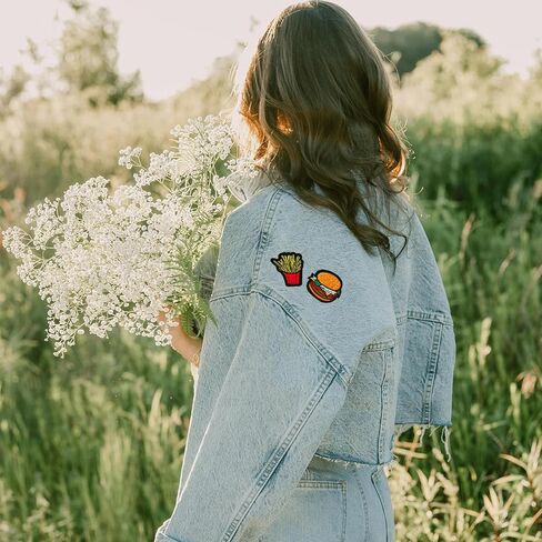 18PCS French Fries Iron on Patches, Hamburgers Embroidered Applique Patch, Food Themed Iron on Sew on Emblem, Embroidery Patches for Clothes Backpacks Jeans Jacket Hats DIY Sewing Craft Decoration in Saudi Arabia