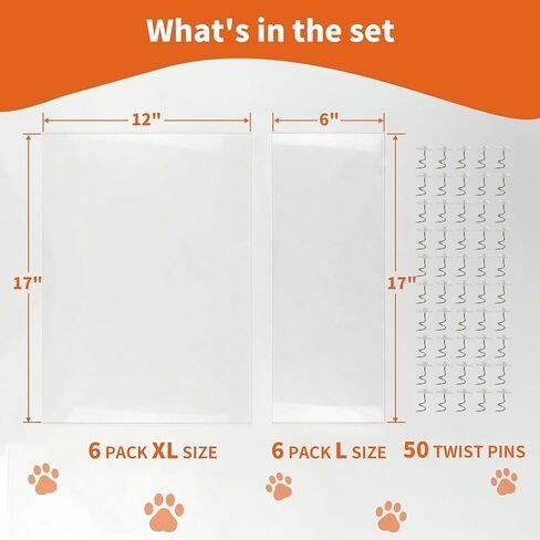 12 Pack Cat Scratch Furniture Protector, Clear Cat Scratch Tape Sheet with No Odor, Child & Pet Friendly, Single-Sided Couch Protector with No-Residue for Sofa, Door & Bed, Includes 50 Twist Pins in Saudi Arabia