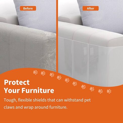 12 Pack Cat Scratch Furniture Protector, Clear Cat Scratch Tape Sheet with No Odor, Child & Pet Friendly, Single-Sided Couch Protector with No-Residue for Sofa, Door & Bed, Includes 50 Twist Pins in Saudi Arabia