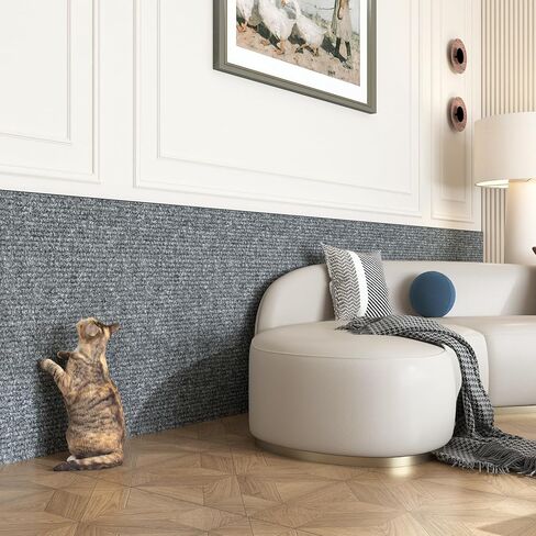 Yenhome Cat Scratch Mat for Wall, Self-Adhesive Anti Cat Scratch Furniture Protector for Couch, Sofa, Wall & Door, 15.7" X 3.94 Ft Grey White Couch Protector from Cat Claws Dogs Claws in Saudi Arabia