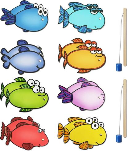 Magnetic Fishing Game 16 Pcs Dry Erase Fish Cards 2 Magnetic Fishing Pole Sight Words Flash Cards Kindergarten Board Games for Kids 4-6 in Saudi Arabia