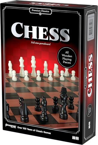 Pressman Premium Classics: Chess | Full-Size Folding Gameboard with Wooden Playing Pieces | 2 Players, Ages 8+ in Saudi Arabia