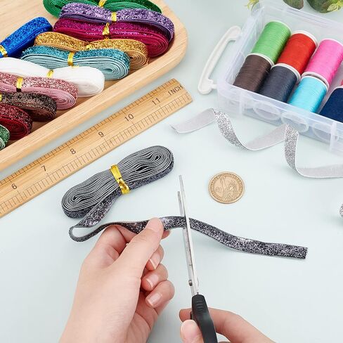 أشرطة ساتان بوليستر لامعة بطول 30 ياردة من بينكريت، شريط مخملي 15 لونًا لتغليف الهدايا والخياطة وتزيين الزفاف in Kuwait