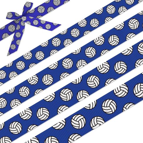 شريط الكرة الطائرة - أشرطة Grosgrain بأربعة مقاسات (3/8"، 5/8"، 7/8"، 1 بوصة)، كل منها بطول 5 ياردات - إكسسوارات فيونكة الشعر DIY، تغليف الهدايا، مستلزمات الحفلات، هدايا الفريق والديكورات الرياضية (أبيض) in Kuwait