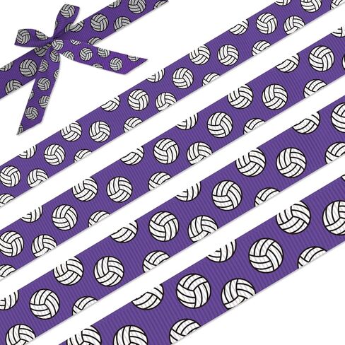 شريط الكرة الطائرة - أشرطة Grosgrain بأربعة مقاسات (3/8"، 5/8"، 7/8"، 1 بوصة)، كل منها بطول 5 ياردات - إكسسوارات فيونكة الشعر DIY، تغليف الهدايا، مستلزمات الحفلات، هدايا الفريق والديكورات الرياضية (أبيض) in Kuwait