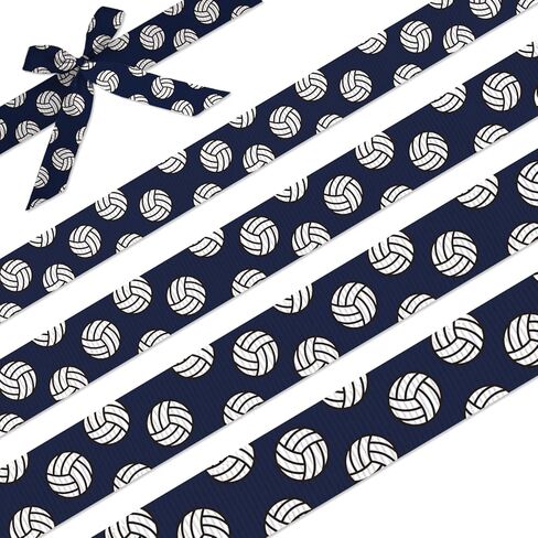 شريط الكرة الطائرة - أشرطة Grosgrain بأربعة مقاسات (3/8"، 5/8"، 7/8"، 1 بوصة)، كل منها بطول 5 ياردات - إكسسوارات فيونكة الشعر DIY، تغليف الهدايا، مستلزمات الحفلات، هدايا الفريق والديكورات الرياضية (أبيض) in Kuwait