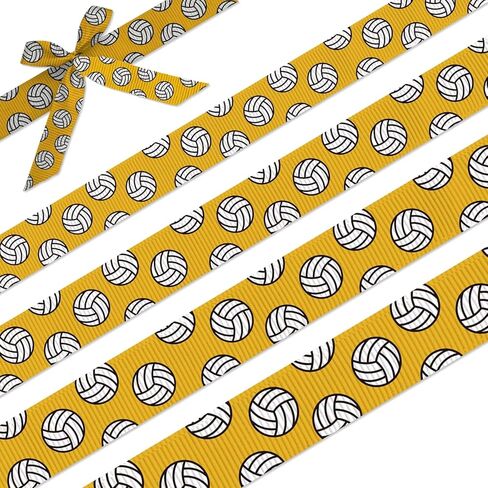 شريط الكرة الطائرة - أشرطة Grosgrain بأربعة مقاسات (3/8"، 5/8"، 7/8"، 1 بوصة)، كل منها بطول 5 ياردات - إكسسوارات فيونكة الشعر DIY، تغليف الهدايا، مستلزمات الحفلات، هدايا الفريق والديكورات الرياضية (أبيض) in Kuwait