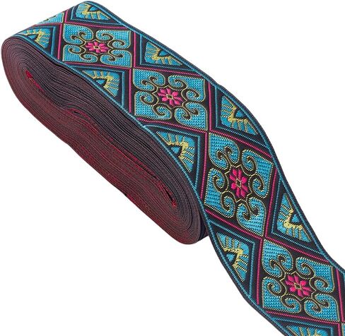 WADORN 9.8 Yards Boho Jacquard Ribbon Trim, 2" Vintage Embroidered Webbing Ribbon Classic Floral Sewing Trim Tape for DIY Sewing Crafting Home Decor Wedding Gift Wrapping (Purple) in Saudi Arabia