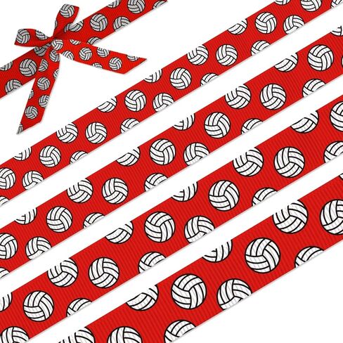 شريط الكرة الطائرة - أشرطة Grosgrain بأربعة مقاسات (3/8"، 5/8"، 7/8"، 1 بوصة)، كل منها بطول 5 ياردات - إكسسوارات فيونكة الشعر DIY، تغليف الهدايا، مستلزمات الحفلات، هدايا الفريق والديكورات الرياضية (أبيض) in Kuwait
