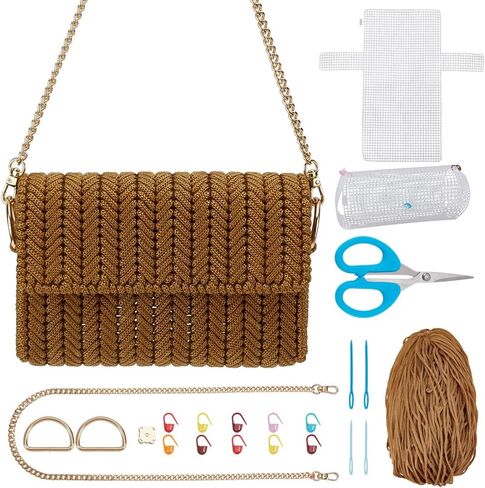 FREEBLOSS DIY Plastic Mesh Canvas Bag Kit Needlepoint Craft Kit with Blank Mesh Canvas Sheets Cross Stitch and Embroidery Projects for Handbag Making, Video Tutorial Included in Saudi Arabia